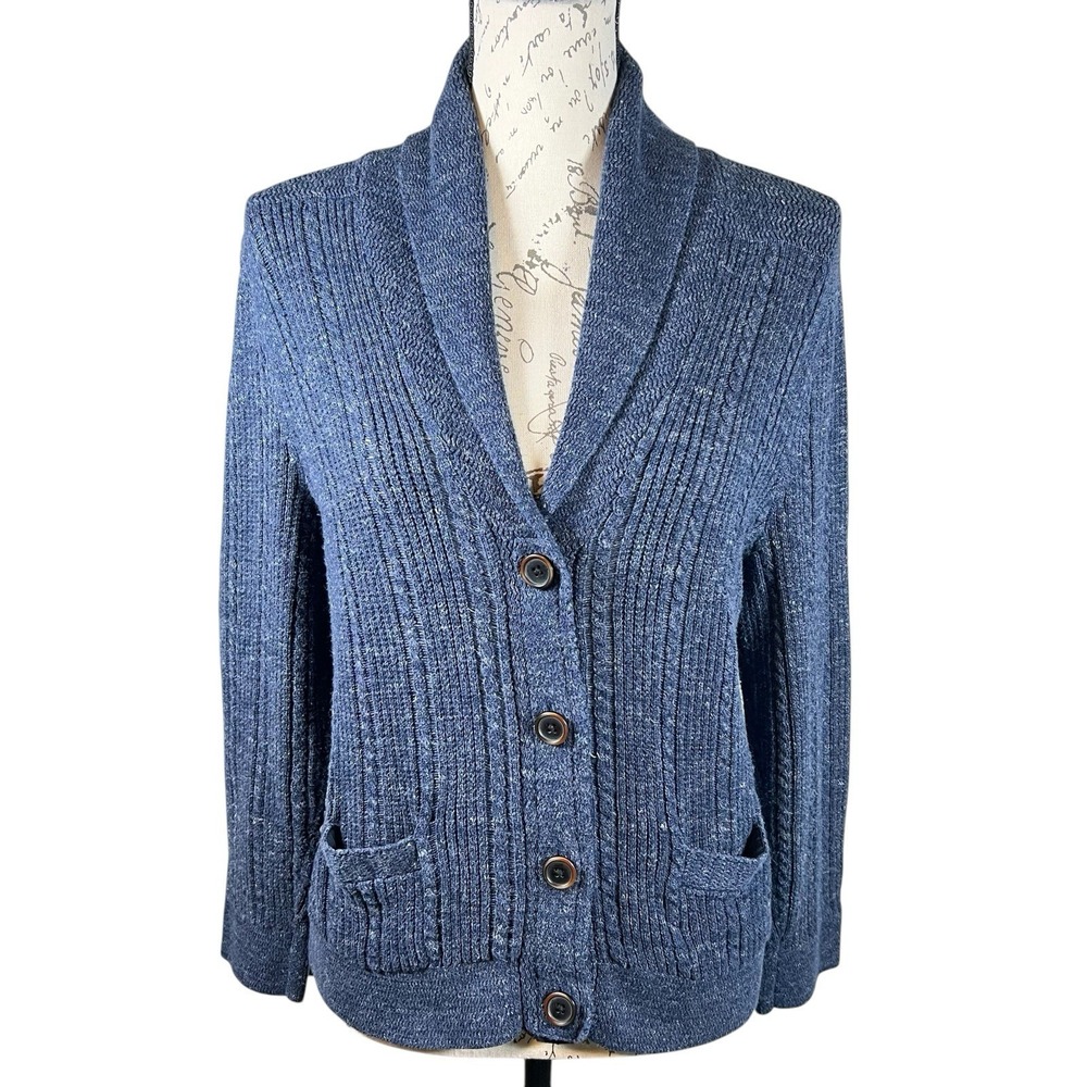 Lauren Jeans Co Ralph Lauren Cotton Shawl Neck Cardigan XL (Fits Medium?) Blue